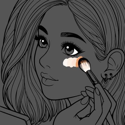 a realistic girl doing her makeup