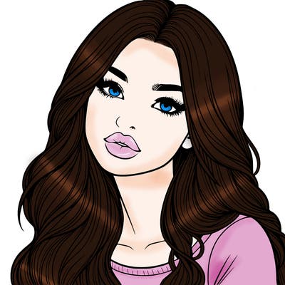 realistic girl with hair on her hair and lips