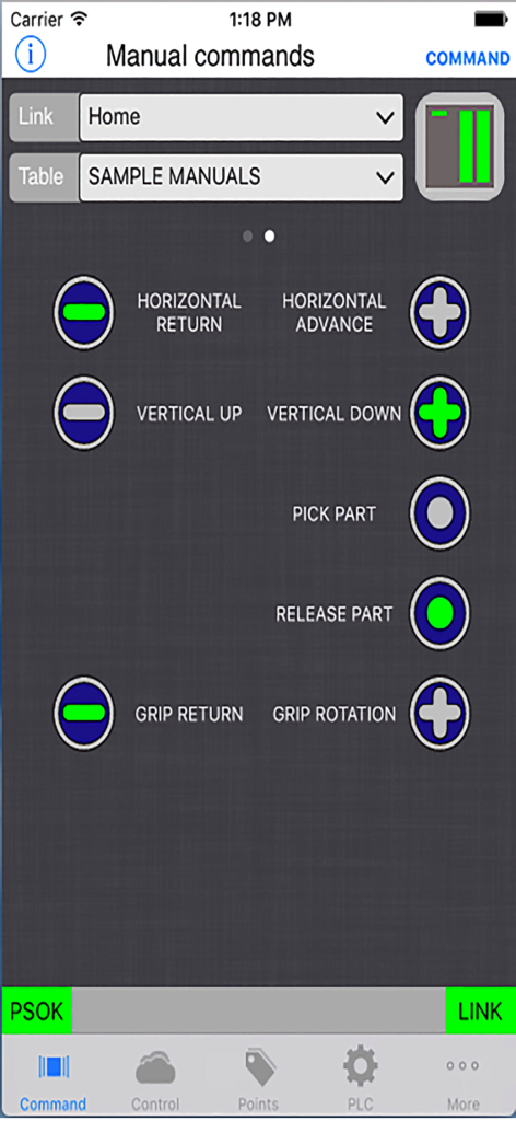 iS7 - Manuelles Befehlsinterface in der iS7 App zur Fernsteuerung von SPSen mit virtuellen Tastern