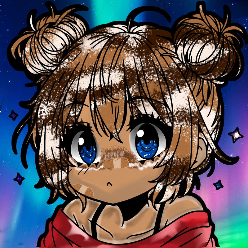 a manga girl with messy small buns