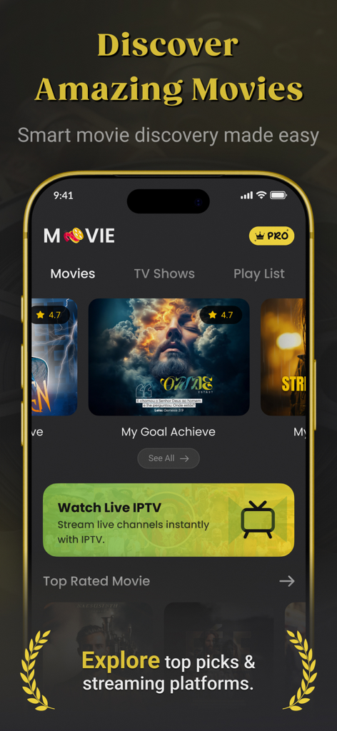 MovieBox Pro: Movies & TV Show - MovieBox Pro app interface for movie and TV show discovery with trending posters and IPTV banner