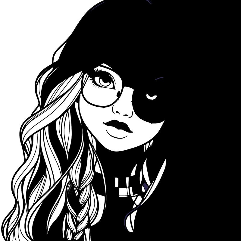 girl with long hair and freckles and glasses realistic