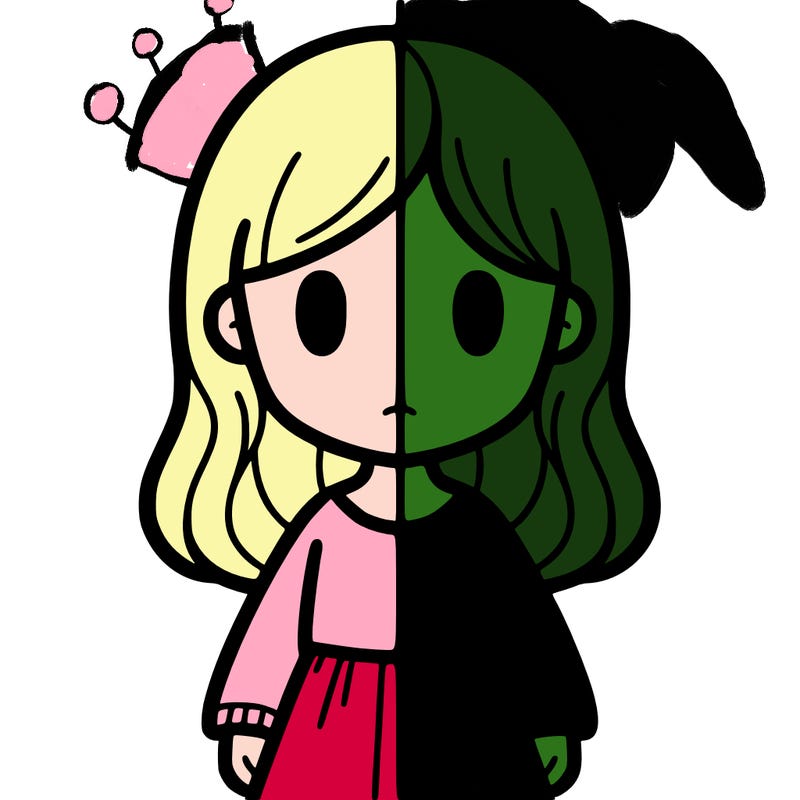 a girl with a line down the middle of the paper vertical and horizontily