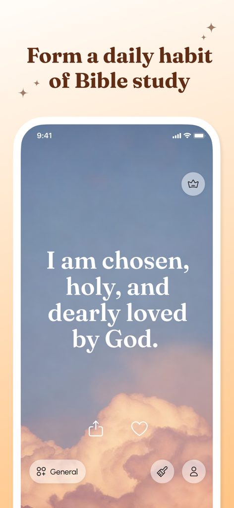 Bible Verse Lock Screen Widget - Bible Verse Lock Screen Widget showing an inspirational spiritual quote over a beautiful sunset cloud background.