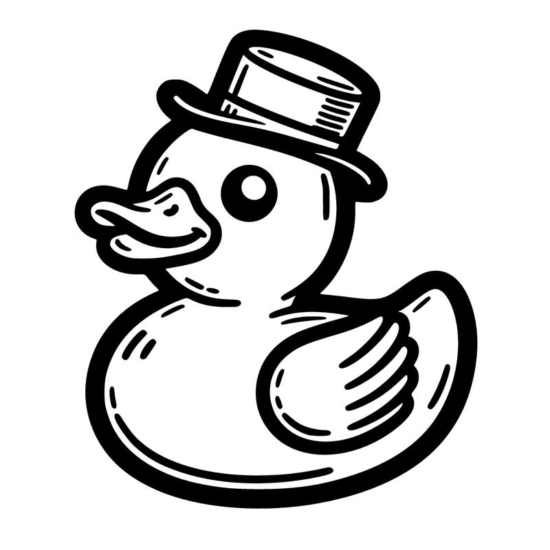 rubber duck with a top hat
