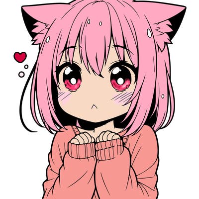 shy anime catgirl
