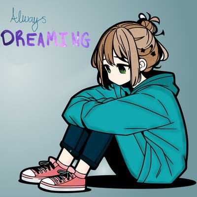 sad anime girl sitting alone