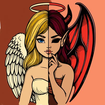 realistic angel half demon