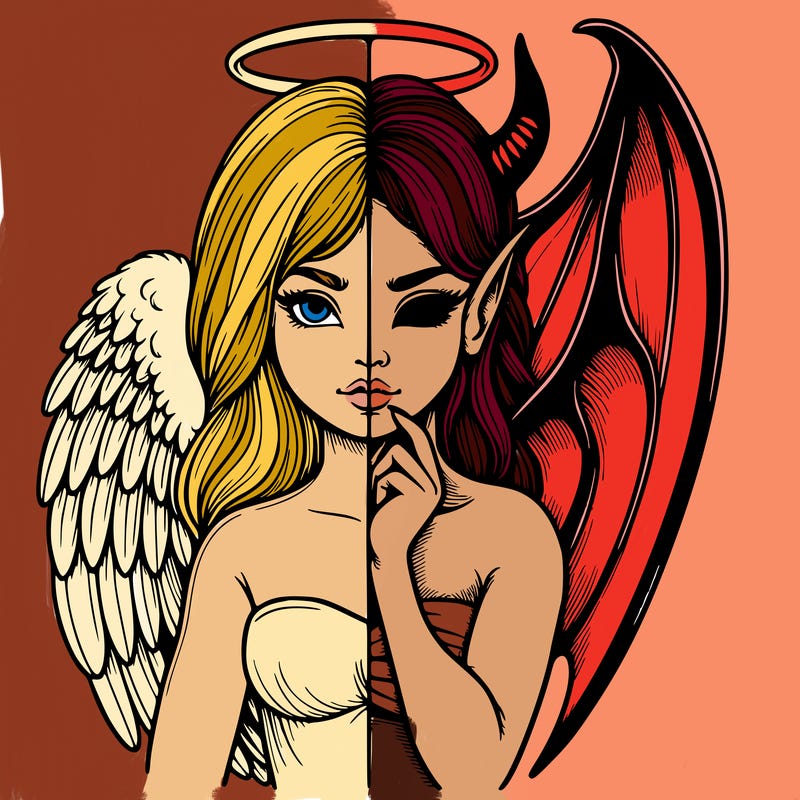 realistic angel half demon