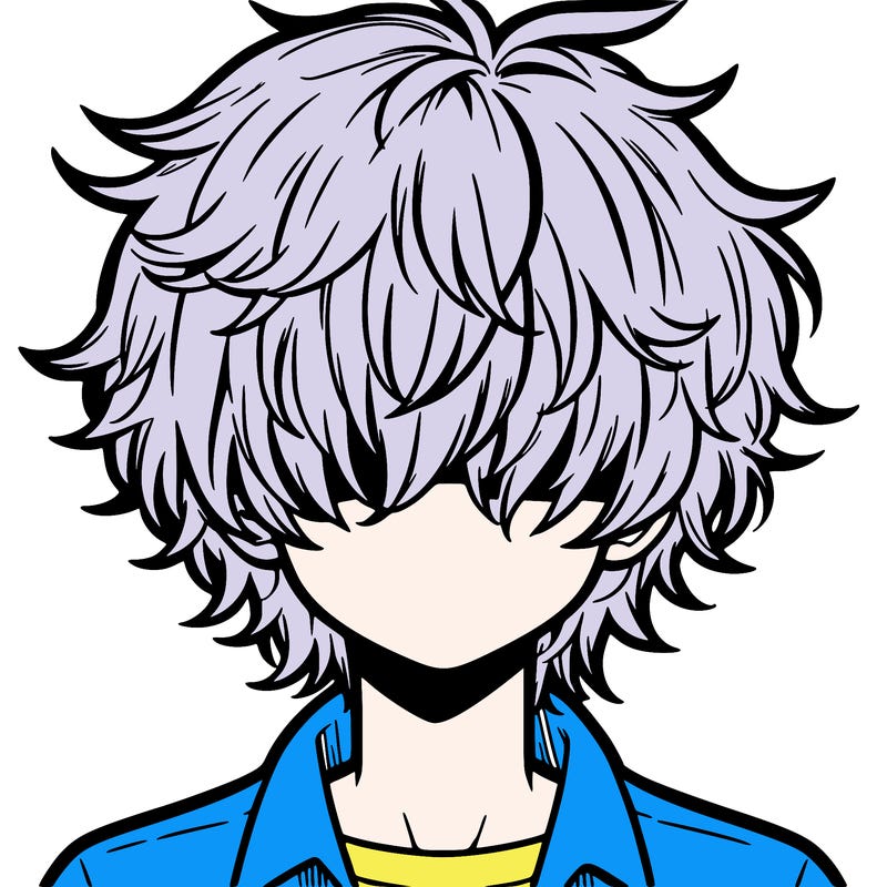 manga boy fluffy hair covering his eyes