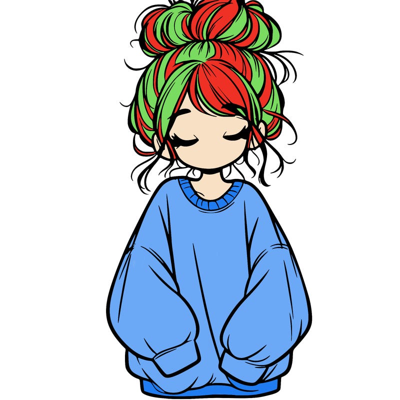 girl with baggy sweatshirt and messy bun