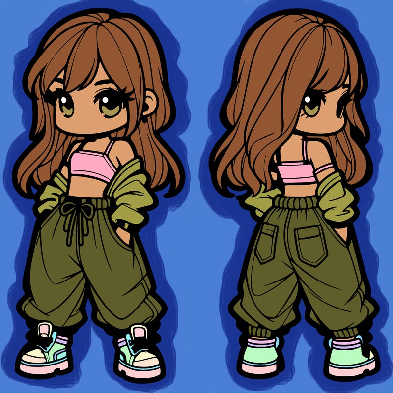 girl in crop top and baggy pants