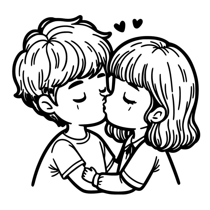 a boy kissing a girl