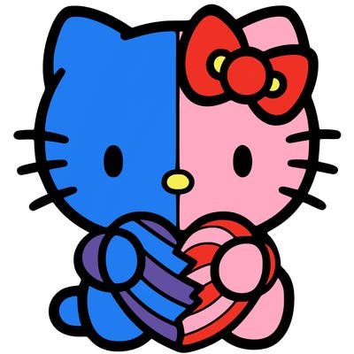 hello kitty holding a heart easy to draw with a split