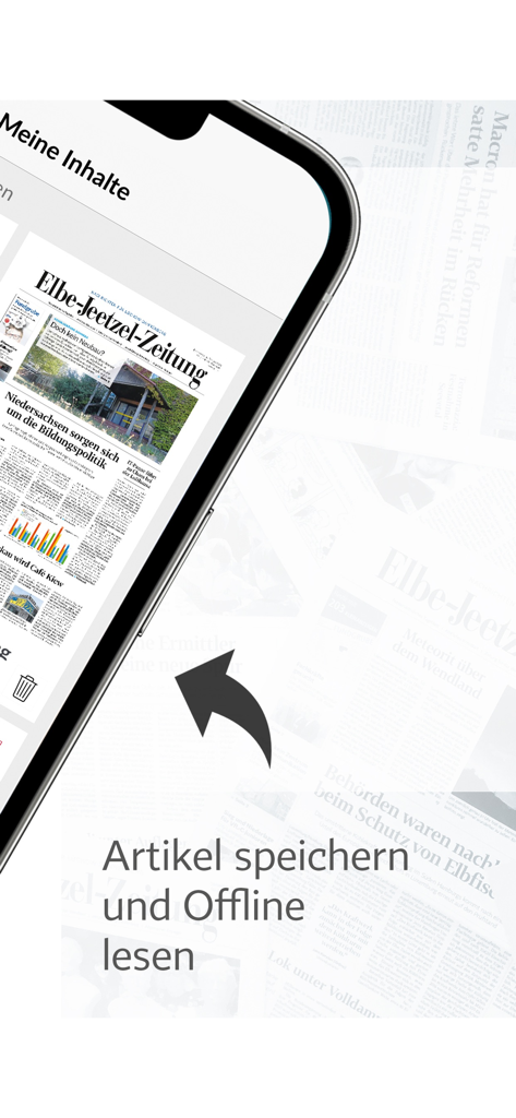 The EJZ app interface showing an ePaper article and a feature to save and read news offline