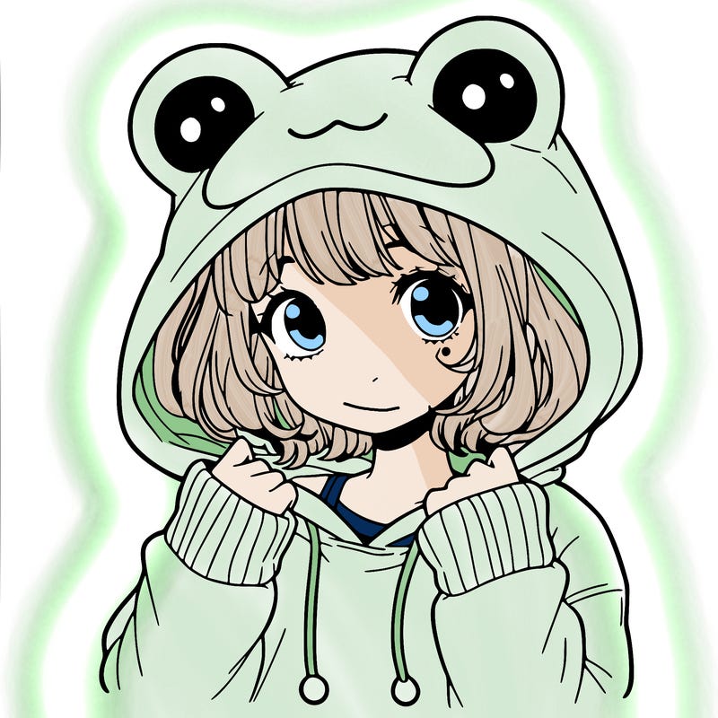 a cute teenage girl wearing a frog hoodie