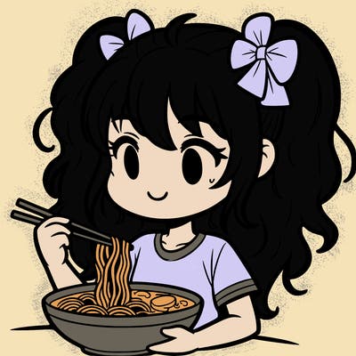 a girl eating ramen