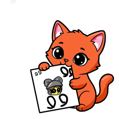 a small cat with a blank sheet of paper in its hand. the cat is sooooooo cute!