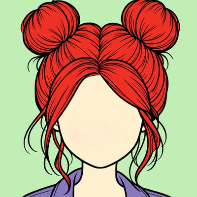 realistic girl with buns on the top of her hair
