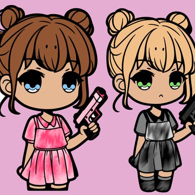 cute girl holding a gun