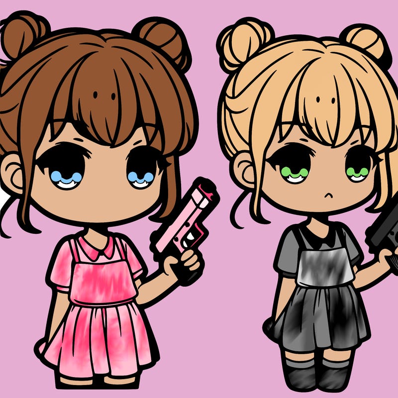 cute girl holding a gun