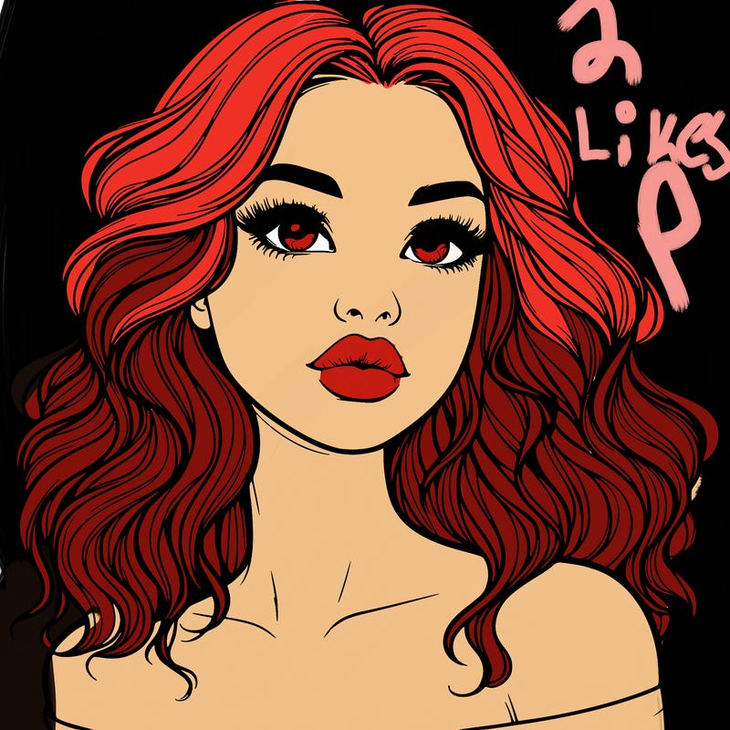 realistic girl with wavy hair and lips