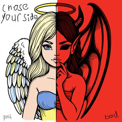 realistic angel half demon