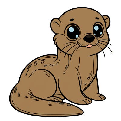 otter, big eyes, full body