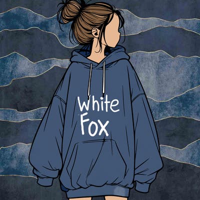 realistic girl with a oversized sweatshirt on and a bun