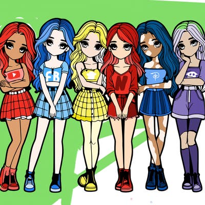 a group of girls realistic