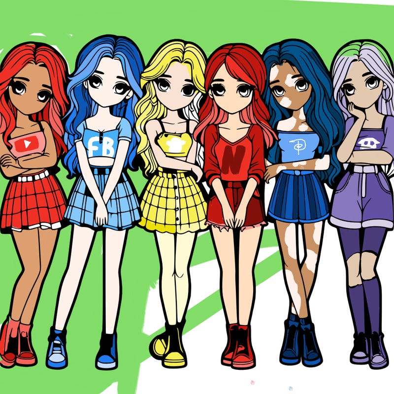 a group of girls realistic