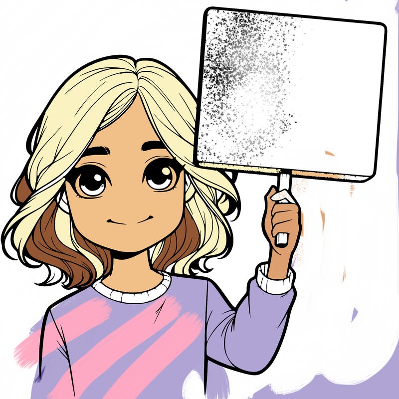 realistic girl holding up a sign
