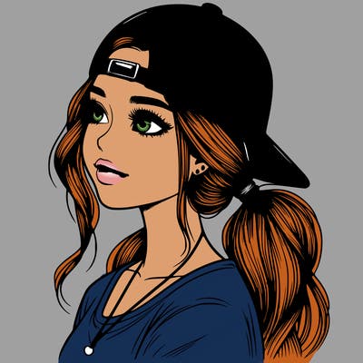 realistic girl with a backwards hat