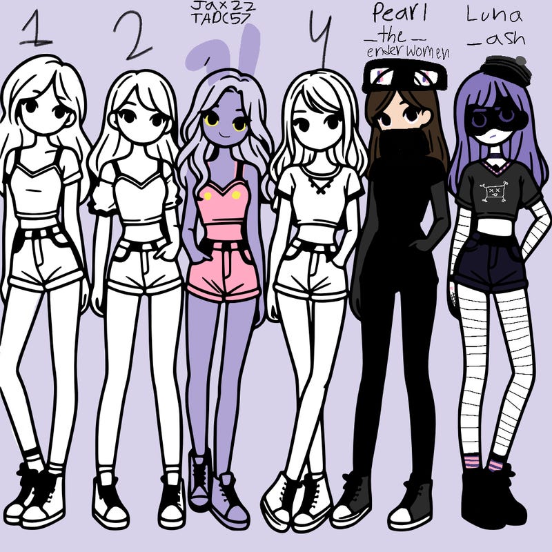 a group of girls wearing crop tops and shorts