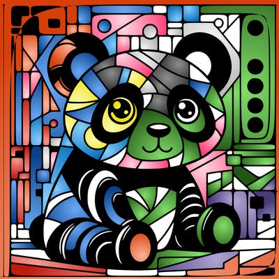 panda painting a large picasso painting