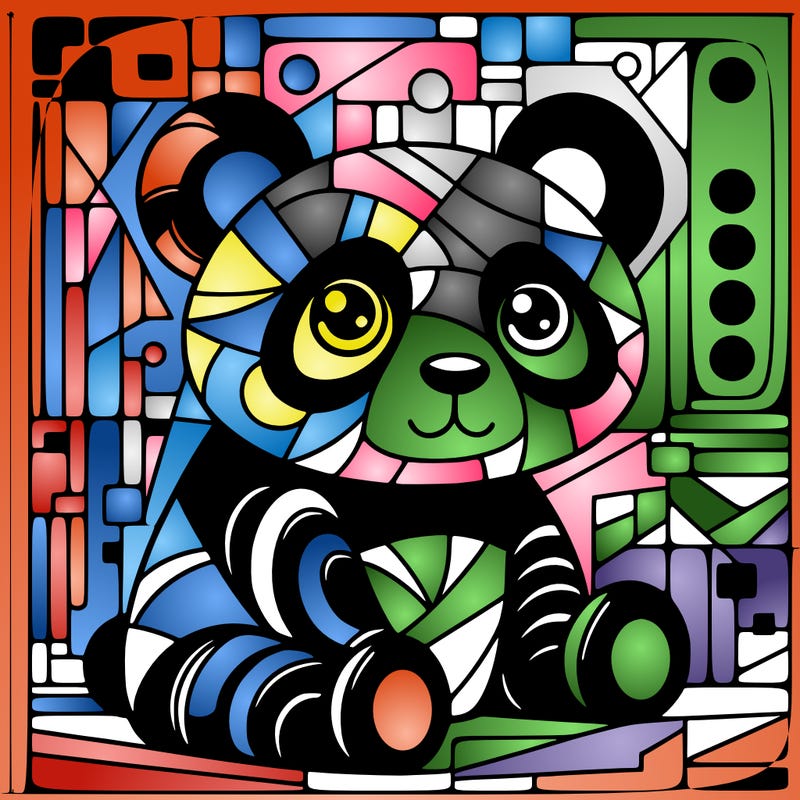 panda painting a large picasso painting