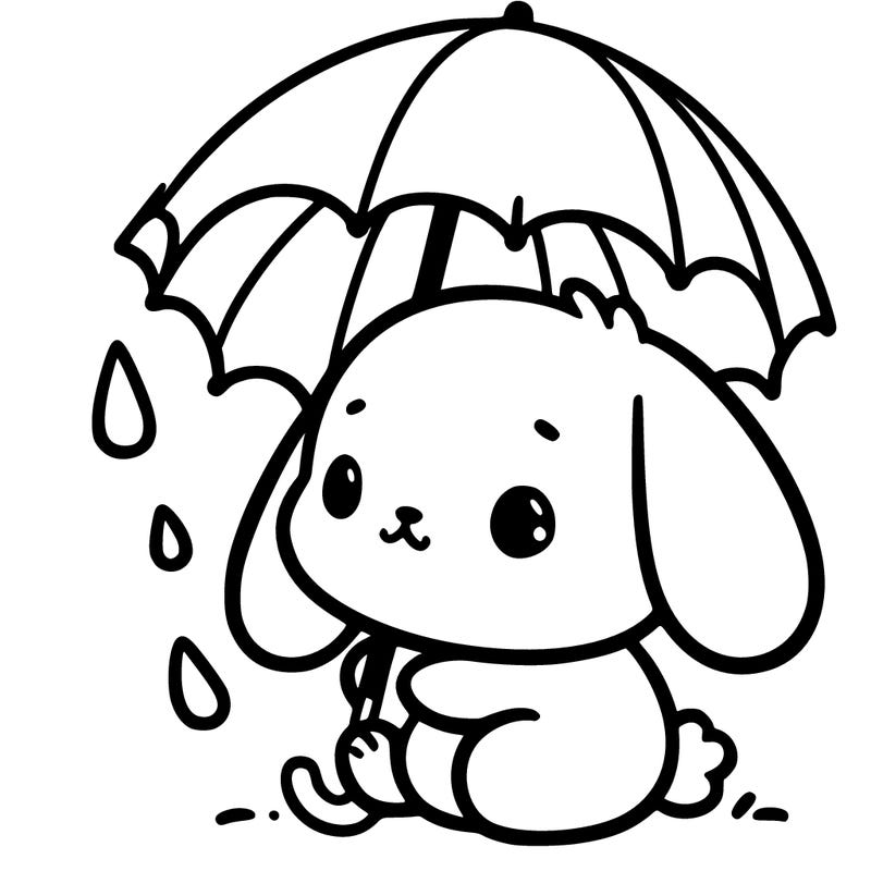 cute bunny with a tiny umbrella