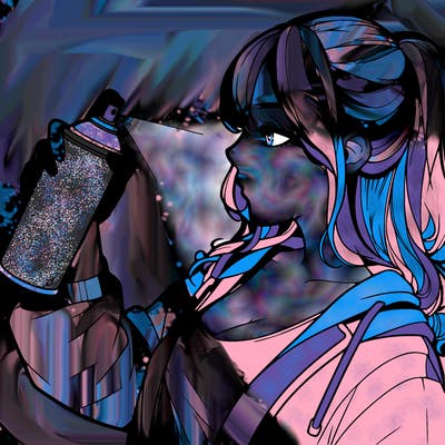 a realistic girl spray, painting