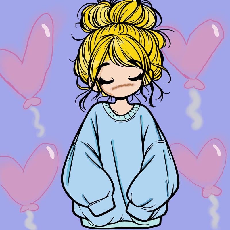 girl with baggy sweatshirt and messy bun