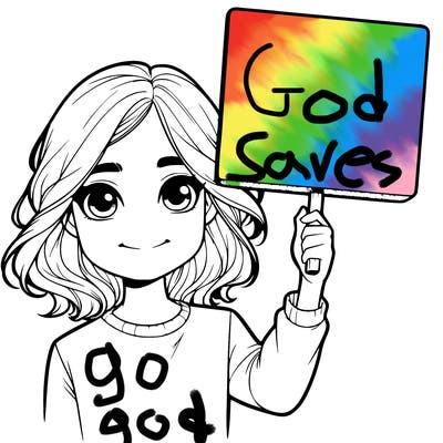 realistic girl holding up a sign