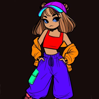 girl in crop top and baggy pants