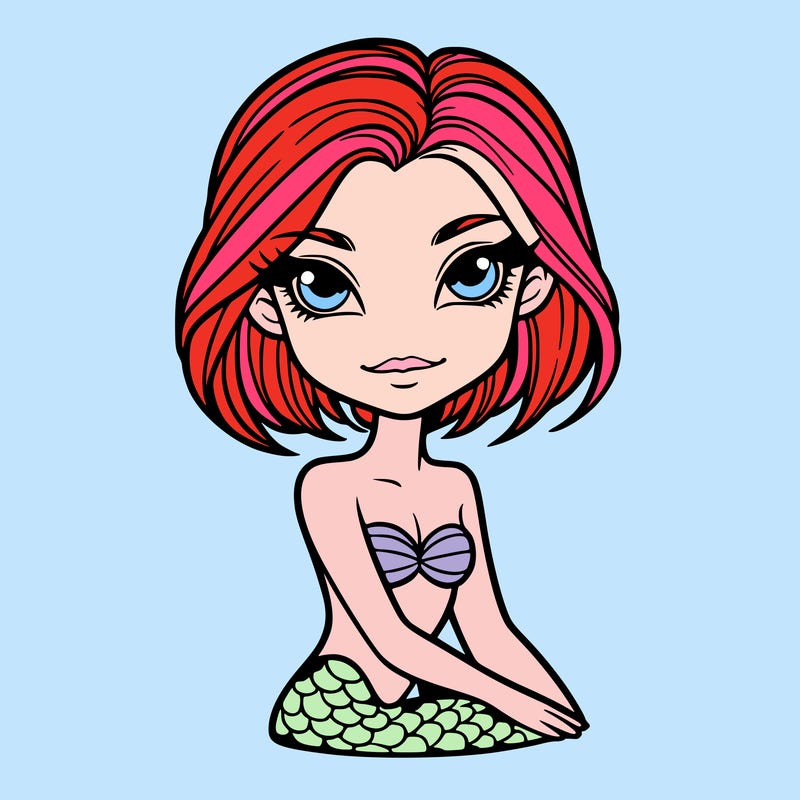 mermaid short hair and mistic realistic
