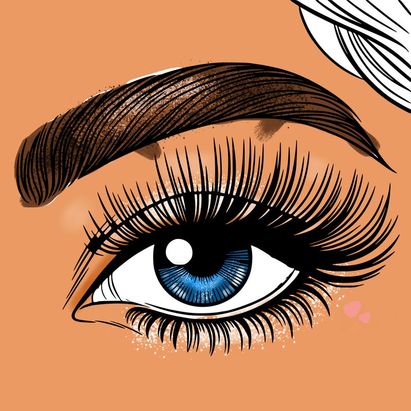 woman close up eye with long eyelashes