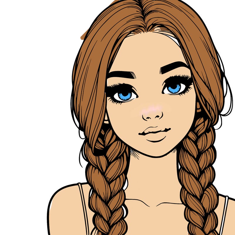 realistic girl with braids