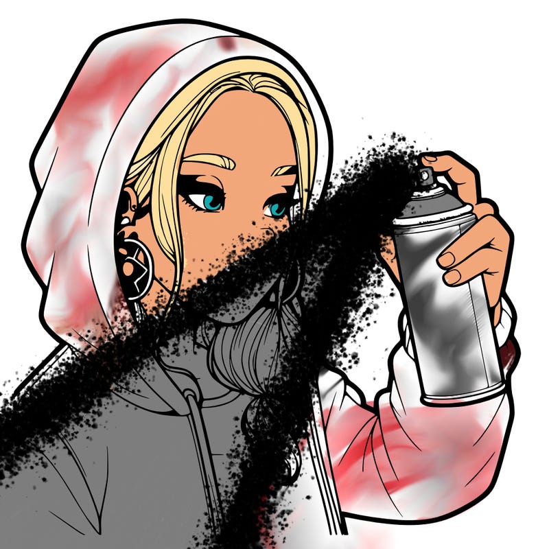 a realistic girl, spray painting