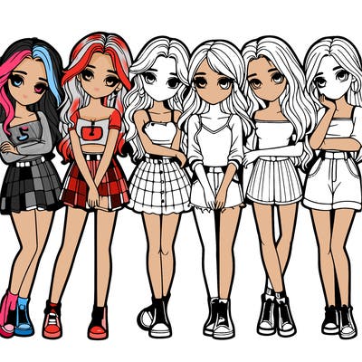 a group of girls realistic