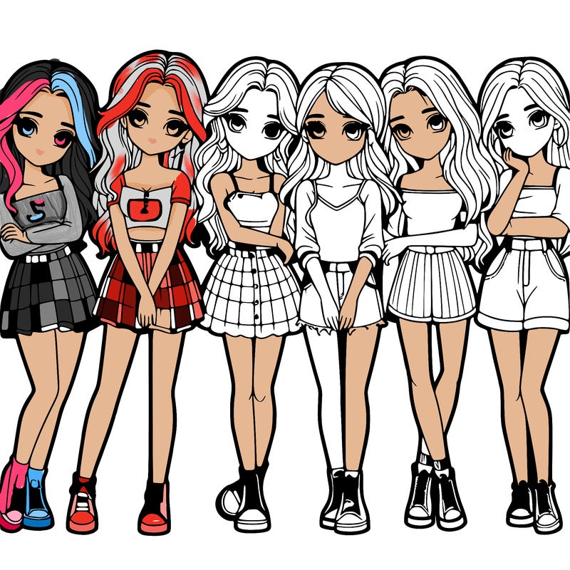 a group of girls realistic