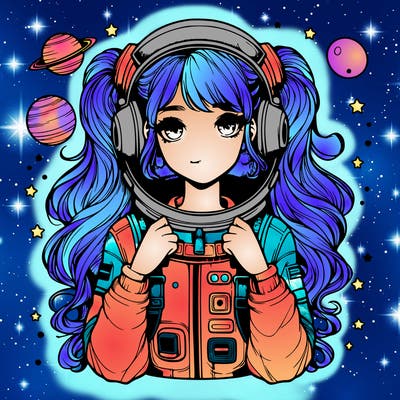 realistic space girl