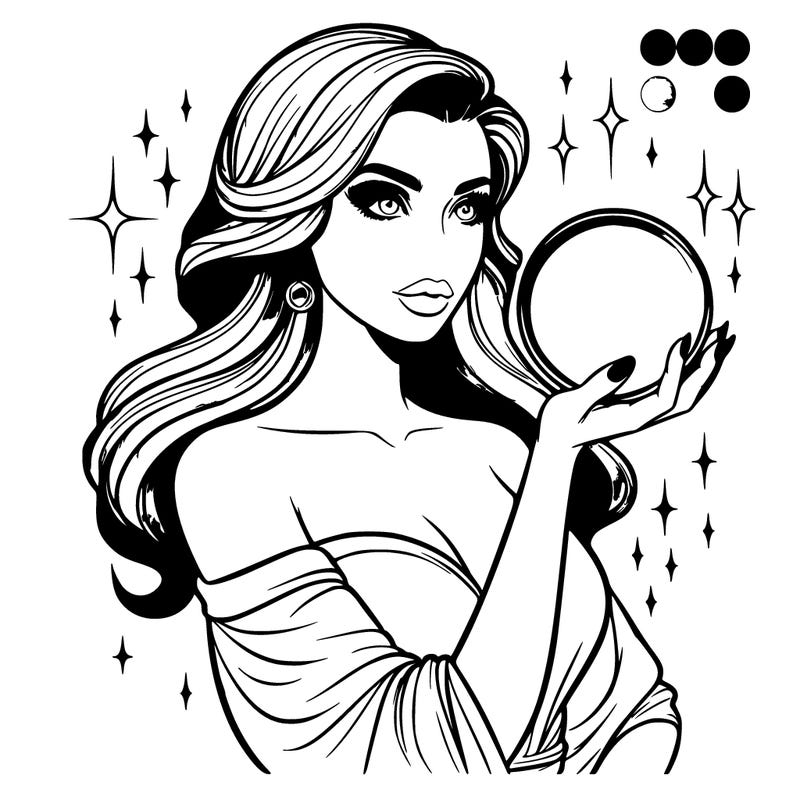 realistic woman holding a crystal ball
