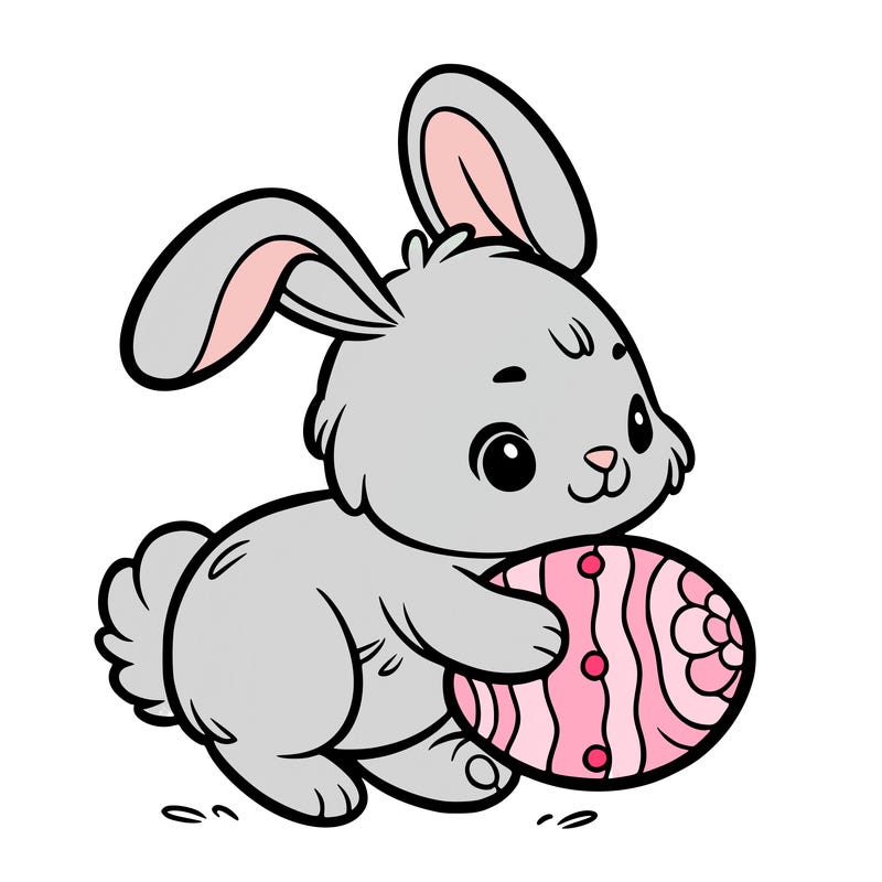 rabbit carrying an easter egg